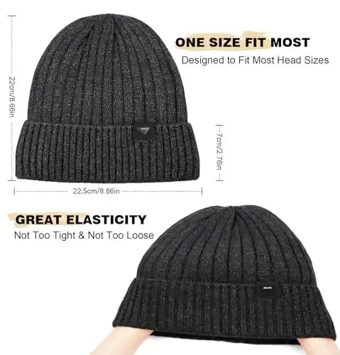 Wmcaps Winter Beanie Knitted Hats for Men Women, Fleece Lined Beanie Warm Stocking Cap Soft Warm Ski Hats Unisex - 3