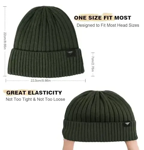 Wmcaps Winter Beanie Knitted Hats for Men Women, Fleece Lined Beanie Warm Stocking Cap Soft Warm Ski Hats Unisex - 3