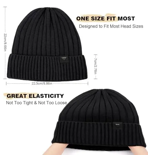 Wmcaps Winter Beanie Knitted Hats for Men Women, Fleece Lined Beanie Warm Stocking Cap Soft Warm Ski Hats Unisex - 3