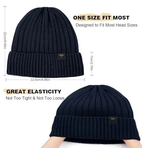 Wmcaps Winter Beanie Knitted Hats for Men Women, Fleece Lined Beanie Warm Stocking Cap Soft Warm Ski Hats Unisex - 3