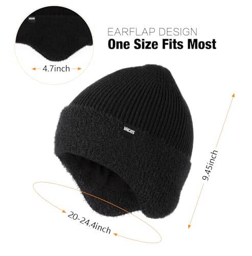 Wmcaps Winter Fleece Line Beanie with Earflap for Men Women, Outdoor Warm Thermal Knitted Hat Stocking Caps - 2