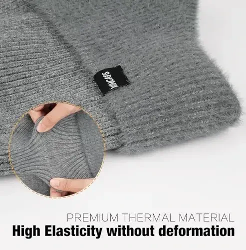 Wmcaps Winter Fleece Line Beanie with Earflap for Men Women, Outdoor Warm Thermal Knitted Hat Stocking Caps - 3