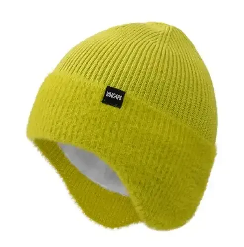 Wmcaps Winter Fleece Line Beanie with Earflap for Men Women, Outdoor Warm Thermal Knitted Hat Stocking Caps - 1