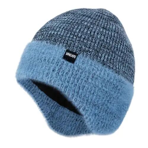 Wmcaps Winter Fleece Lined Beanie with Earflaps for Men Women Outdoor | Full ear coverage, soft warm fleece lining, snug fit, windproof for dog walking & outdoor work, mens gift - Wmcaps