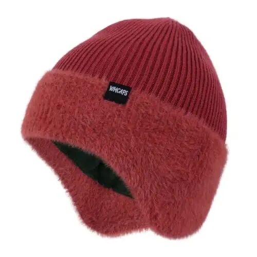 Wmcaps Winter Fleece Lined Beanie with Earflaps for Men Women Outdoor | Full ear coverage, soft warm fleece lining, snug fit, windproof for dog walking & outdoor work, mens gift - 1