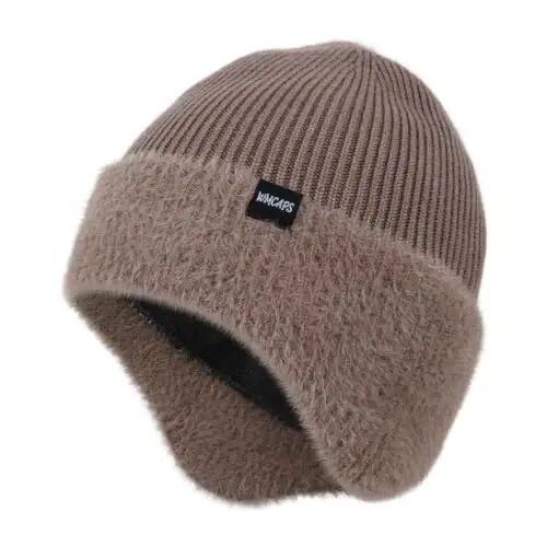 Wmcaps Winter Fleece Lined Beanie with Earflaps for Men Women Outdoor | Full ear coverage, soft warm fleece lining, snug fit, windproof for dog walking & outdoor work, mens gift - 1