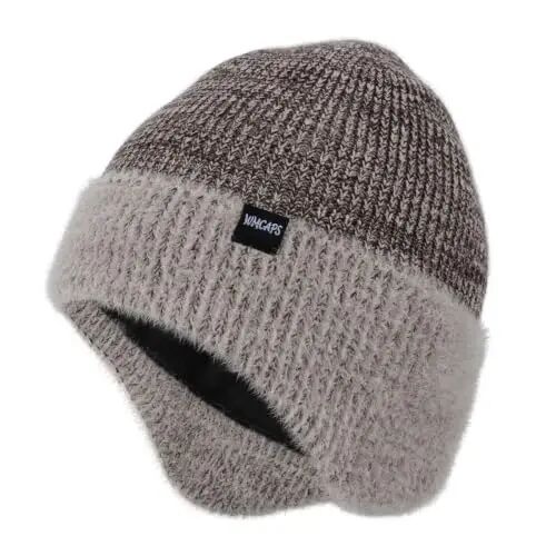 Wmcaps Winter Fleece Lined Beanie with Earflaps for Men Women Outdoor | Full ear coverage, soft warm fleece lining, snug fit, windproof for dog walking & outdoor work, mens gift - 1
