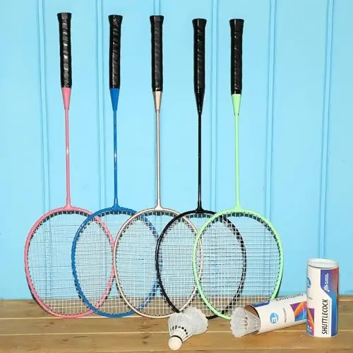 Woanger 10 Packs Badminton Rackets Set with 15 Shuttlecocks Badminton Racquets for Adult and Lightweight Teenagers Shuttlecock Set for Backyard Gym Beach Outdoor Games - 4