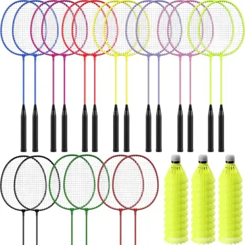 Woanger Badminton Rackets Set with Shuttlecocks Badminton Racquets for Adult and Lightweight Teenagers Shuttlecock Set for Backyard Gym Beach Outdoor Games - 1