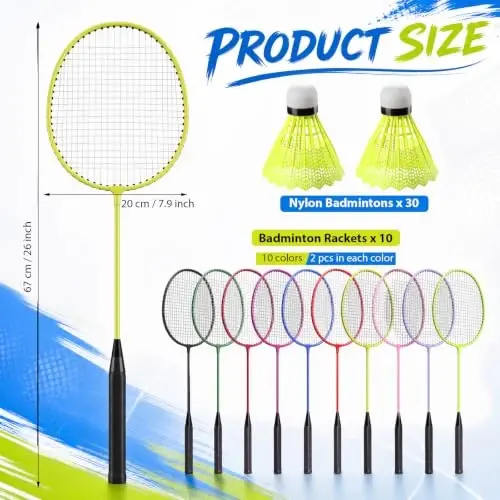 Woanger Badminton Rackets Set with Shuttlecocks Badminton Racquets for Adult and Lightweight Teenagers Shuttlecock Set for Backyard Gym Beach Outdoor Games - WOANGER (1)