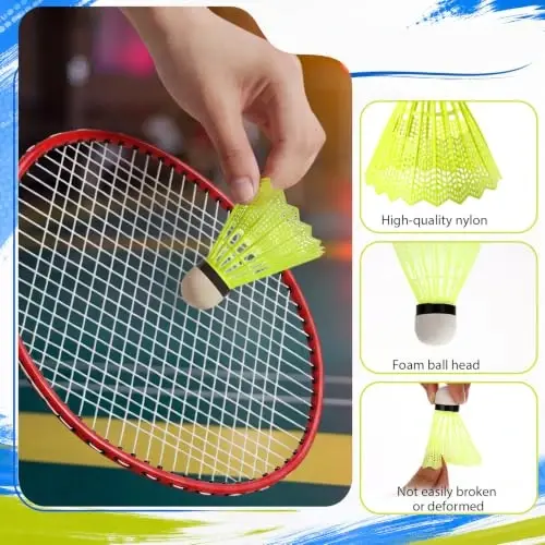 Woanger Badminton Rackets Set with Shuttlecocks Badminton Racquets for Adult and Lightweight Teenagers Shuttlecock Set for Backyard Gym Beach Outdoor Games - 4