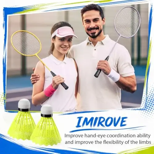 Woanger Badminton Rackets Set with Shuttlecocks Badminton Racquets for Adult and Lightweight Teenagers Shuttlecock Set for Backyard Gym Beach Outdoor Games - 5