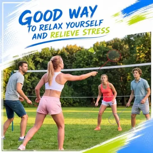 Woanger Badminton Rackets Set with Shuttlecocks Badminton Racquets for Adult and Lightweight Teenagers Shuttlecock Set for Backyard Gym Beach Outdoor Games - 6
