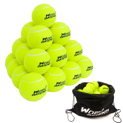 WOED BATENS 24 48 taqsim Tennis Ball Premium Tennis Balls mashg'ulot uchun, itlar uchun tennis to'plari tashish sumkasi bilan (sariq, bardoshli yuqori elastik) - 1