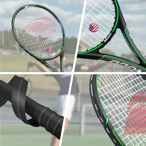 WOED BATENS Adult 2 Player Tennis Racket Perfect for Beginner and Professional Players, 27” Speed Tennis Racquet Include Overgrips, Tennis Bag, Vibration Dampes, Covers - 4