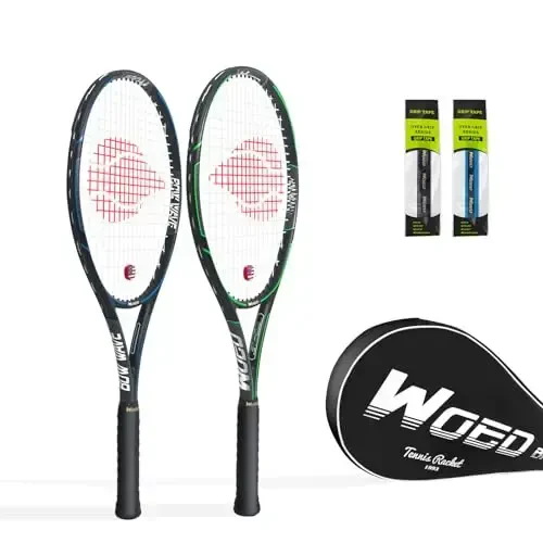 WOED BATENS Adult 2 Player Tennis Racket Perfect for Beginner and Professional Players, 27” Speed Tennis Racquet Include Overgrips, Tennis Bag, Vibration Dampes, Covers - 1