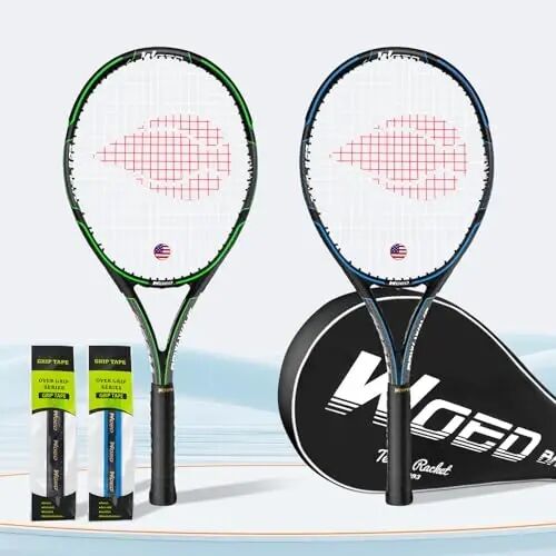 WOED BATENS Yetişkin 2 Oyunculu Tenis Raketi Başlangıç ve Profesyonel Oyuncular için Mükemmel, 27” Hızlı Tenis Raketi, Grip, Tenis Çantası, Titreşim Sönümleyici, Kılıf içerir - 5