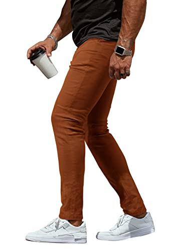 Woenzaia Erkek Günlük Slim Fit Pantolon Dar Esnek Elbise Pantolonu - 6