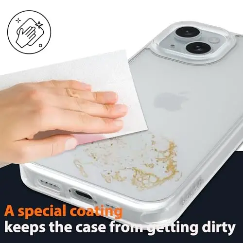 Wohvo iPhone 15 uchun g'ilof, 4FT harbiy darajadagi tushishdan himoya, shaffof mat qattiq orqa tomoni, yumshoq qirrali xavfsizlik yostig'i, iPhone 15 uchun himoya telefon g'iloflari (Shaffof) - 5