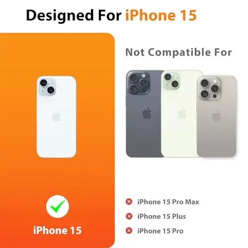 Wohvo iPhone 15 uchun g'ilof, 4FT harbiy darajadagi tushishdan himoya, shaffof mat qattiq orqa tomoni, yumshoq qirrali xavfsizlik yostig'i, iPhone 15 uchun himoya telefon g'iloflari (Shaffof) - 6