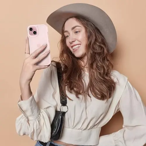 Wohvo iPhone 15 uchun mo'ljallangan g'ilof, 4 FT harbiy standartdagi tushishdan himoya, yarim shaffof mat qattiq orqa tomoni yumshoq qirrali havo yostig'i bilan, iPhone 15 uchun himoya telefon g'iloflari (och pushti) - 7