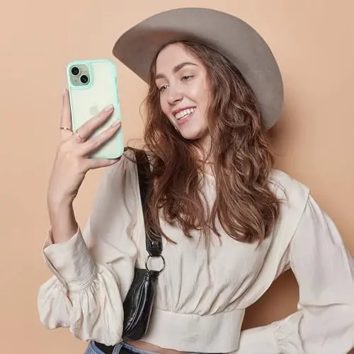 Wohvo iPhone 15 uchun mo'ljallangan g'ilof, 4FT harbiy darajadagi tushishdan himoya, yarim shaffof mat qattiq orqa qismi yumshoq qirrali havo yostig'i, iPhone 15 uchun himoya telefon g'iloflari (och yashil) - 7