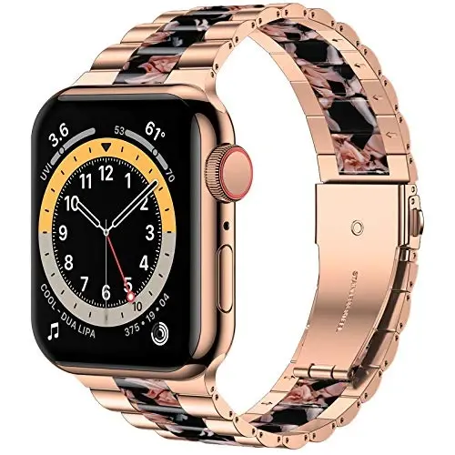 Wolait Compatible with Resin Apple Watch Ultra 2 Band 49mm 46mm 45mm 44mm 42mm 41mm 40mm 38mm, Upgraded Fashion Light Stainless Steel Strap Wristband for iWatch Ultra SE/Series 10/9/8/7/6/5/4/3 - 1