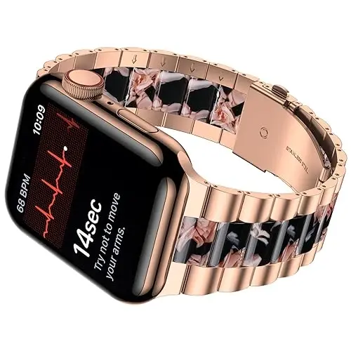 Wolait Resin Apple Watch Ultra 2 bilan mos keladi, 49mm 46mm 45mm 44mm 42mm 41mm 40mm 38mm, iWatch Ultra SE/Series 10/9/8/7/6/5/4/3 uchun yangilangan moda yengil zanglamaydigan po'latdan yasalgan bilaguzuk - MODAZONE (1)