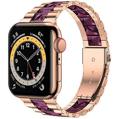 Wolait совместим с Resin Apple Watch Ultra 2 Band 49mm 45mm 44mm 42mm 41mm 40mm 38mm, обновленный модный легкий браслет из нержавеющей стали для iWatch Ultra SE/Series 9/8/7/6/5/4/3 - 1