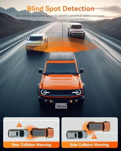 WOLFBOX G840H 12'' Mirror Dash Cam with ADAS and BSD, 2.5K Rear View Mirror Camera Front and Rear, 5.8GHz WiFi, Voice Control, Parking Monitor, Included 32GB Card & GPS, Loop Recording - 2
