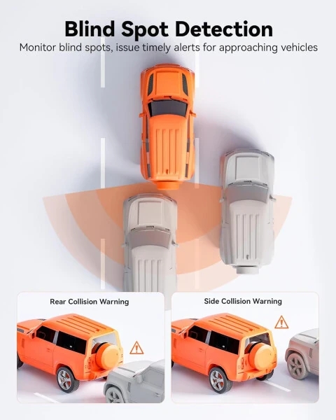 WOLFBOX 4K Mirror Dash Cam with 5.8GHz WiFi, Voice Control, Smart Rear View Mirror with ADAS and BSD, 12 inches Rear View Mirror Camera, Free 64GB Card, GPS, G-Sensor, Loop Recording - 3