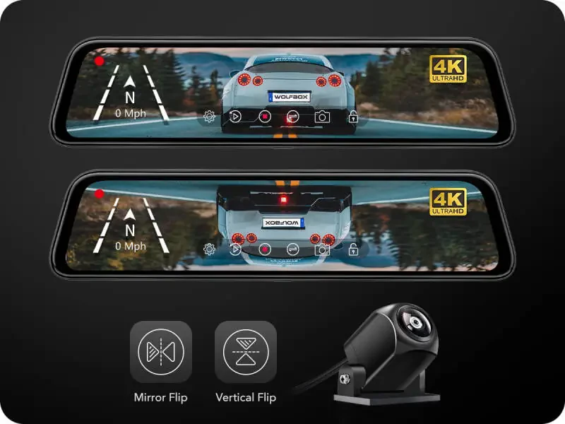 WolfBox Mirror Dash Cam, 12