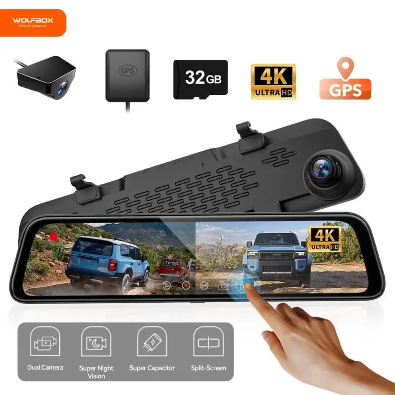 WolfBox Mirror Dash Cam, 12