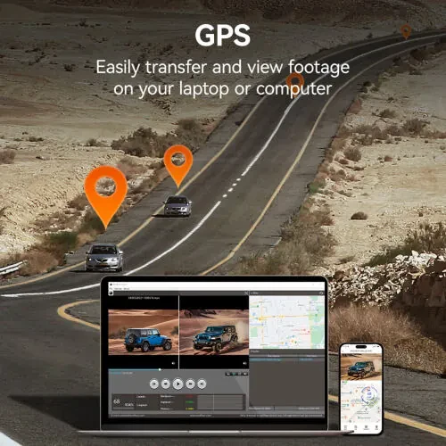 WolfBox Dash Cam, 4K Wifi& GPS li Dashcam, 12'' 4K+1080P orqa ko'rinish oynali Dash kameralari Super tungi ko'rish qobiliyati bilan, Avtomobil raqamini aniq ko'ring, Bepul 64GB karta - 6