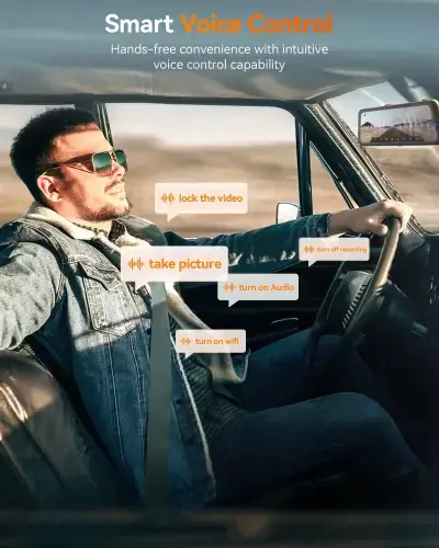 WolfBox Mirror Dash Cam with STARVIS 2 IMX678, 12inches Rear View Mirror Camera Front 4K and Rear 2.5K, Free 128GB Card, 5.8GHz WiFi, G-Sensor & GPS - WOLFBOX (1)