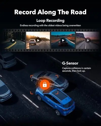 WOLFBOX G930 4K 10'' Rear View Mirror Camera, Dash Cam Front and Rear for Car with 64GB Card, Touch Screen Smart Rear View Mirror Backup Camera, Parking Monitor, Reverse Assist, GPS, Support 256GB Max - 5