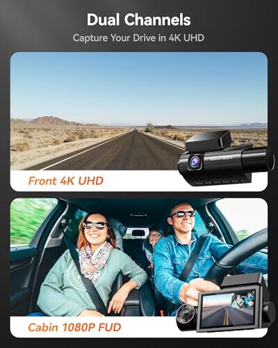 WOLFBOX i07 3 Channel Dash Cam Built-in WiFi GPS, 4K Dash Camera Front and Inside, 1440P+1080P+1080P Triple Car Camera with 3