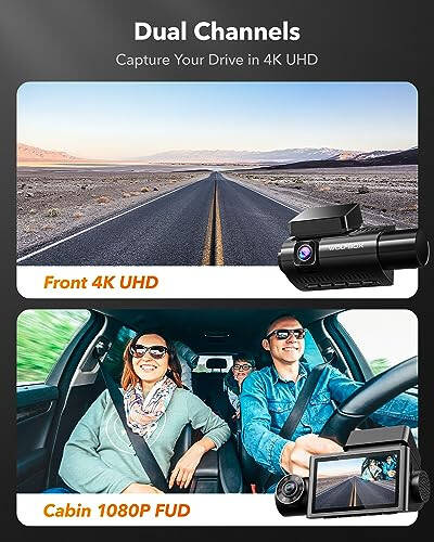 WOLFBOX i07 3 Kanal Dash Cam Dahili WiFi GPS, 4K+1080P Ön ve İç Dash Kamera, 1440P+1080P+1080P Üçlü Araba Kamerası 3'' LCD Ekranlı, 32GB Kart Dahil, IR Gece Görüşü, 24 Saat Park Modu - 8