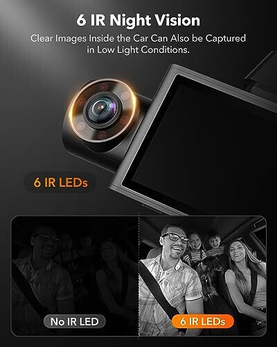 WOLFBOX i07 3 Channel Dash Cam Built-in WiFi GPS, 4K Dash Camera Front and Inside, 1440P+1080P+1080P Triple Car Camera with 3