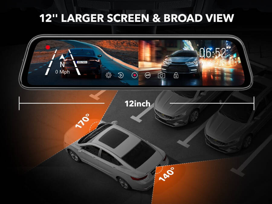 WolfBox Mirror Dash Cam, 12