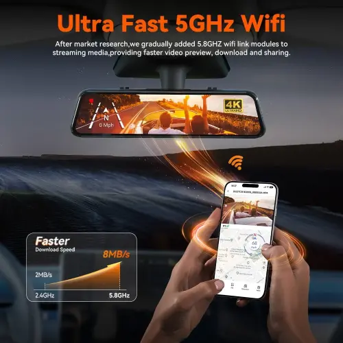 WolfBox Mirror Dash Cam, 12