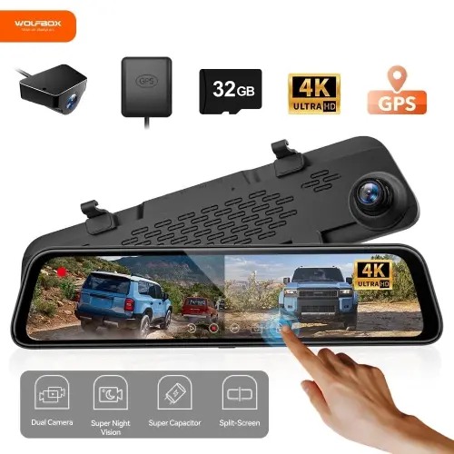 WolfBox Mirror Dash Cam, 12