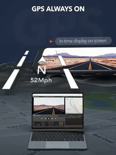 WolfBox Orqa Ko‘rinish oynasi Avtomobil Dash Kamosi, 2.5K Oldingi + 1080P Orqa Kamera, 12'' Ekranli oyna oynatiladigan Avtomobil Dash Kamosi Kechasi Ko‘rish bilan, O‘rnatilgan Wi-Fi & GPS, 24 soatlik Avtoturargoh Monitori, Bepul 32GB Karta - 4