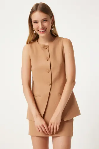 Woman Biscuit Mini Woven Skirt FN03240-Biscuit - 3