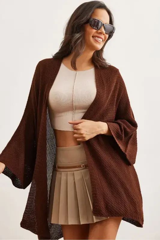 Woman Bitter Coffee Bat Spring Cardigan HRK-19000057-Bitter Coffee - OLALOOK