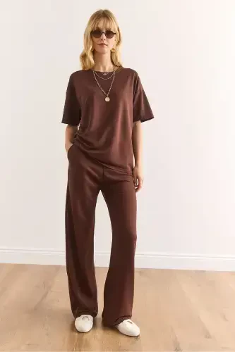 Woman Bitter Coffee Bottom Pocket Pants Top T-shirt Jewelry - 4