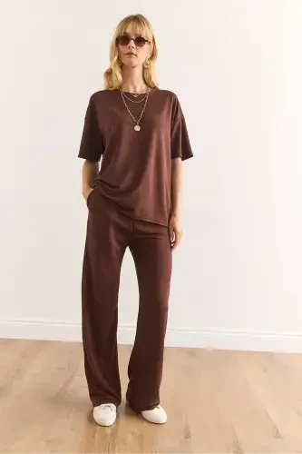 Woman Bitter Coffee Bottom Pocket Pants Top T-shirt Jewelry - 5