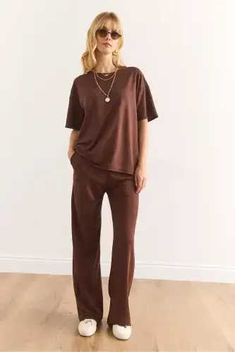 Woman Bitter Coffee Bottom Pocket Pants Top T-shirt Jewelry - 6