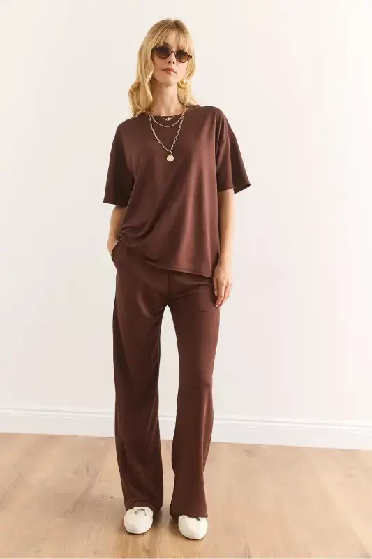 Woman Bitter Coffee Bottom Pocket Pants Top T-shirt Jewelry - 6