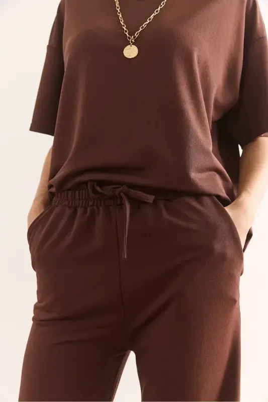 Woman Bitter Coffee Bottom Pocket Pants Top T-shirt Jewelry - 7